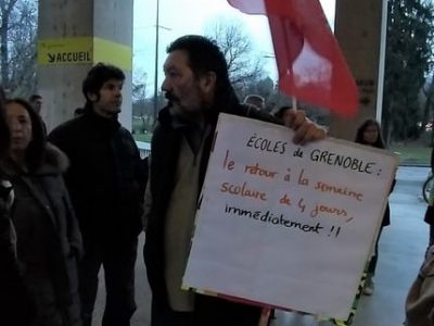 rassemblement FO semaine quatre jours lundi 16 decembre UNE